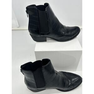 ESPRIT Women's Black Croc Tylee Dressy Block Heel Booties Size 6.5